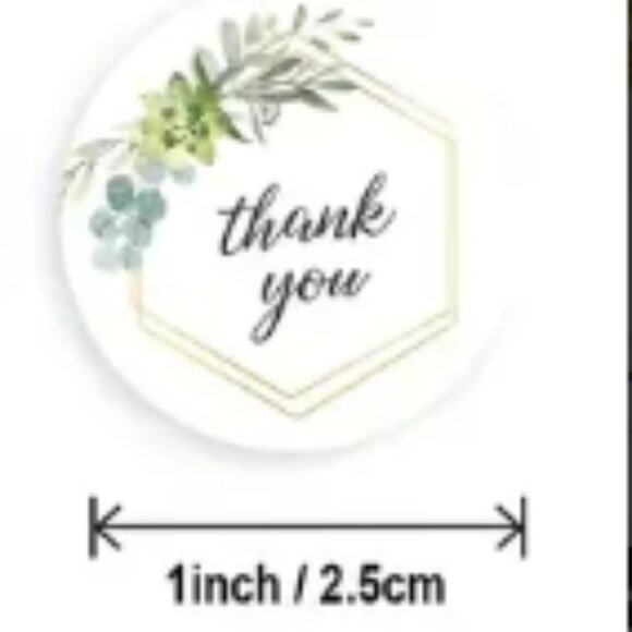 500 Thank You Flower Stickers 4 Patterns NIB - Picture 1 of 5